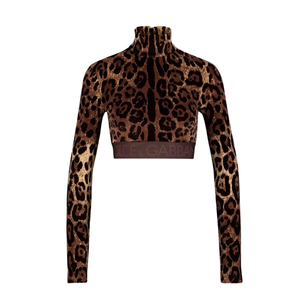 Dolce & Gabbana Leopard-Print Turtle-Neck Top Multicolor Dames