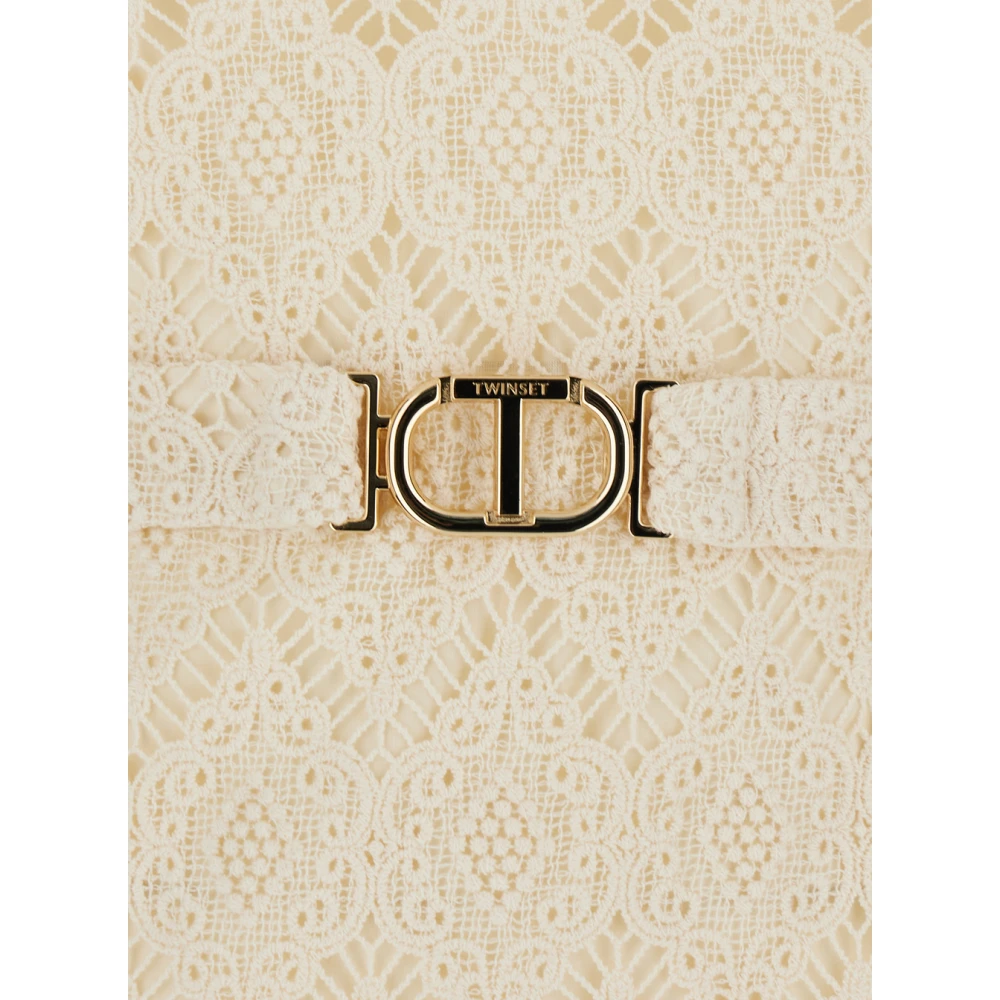 Twinset Beige Jurk met Metallic Logo Plaque Beige Dames