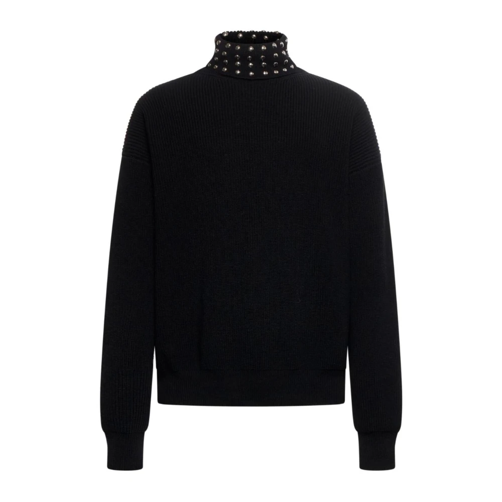 John Richmond Herren Schwarz Er Pullover Mit Hohem Kragen Und Metallischen Details