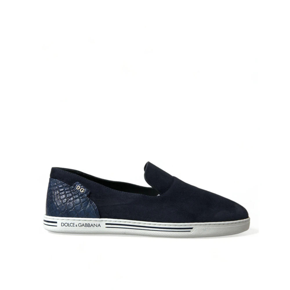 Dolce & Gabbana Women's Blue Elegant Suede Leather Loafers - Loafers - 6 Uk - Shoes