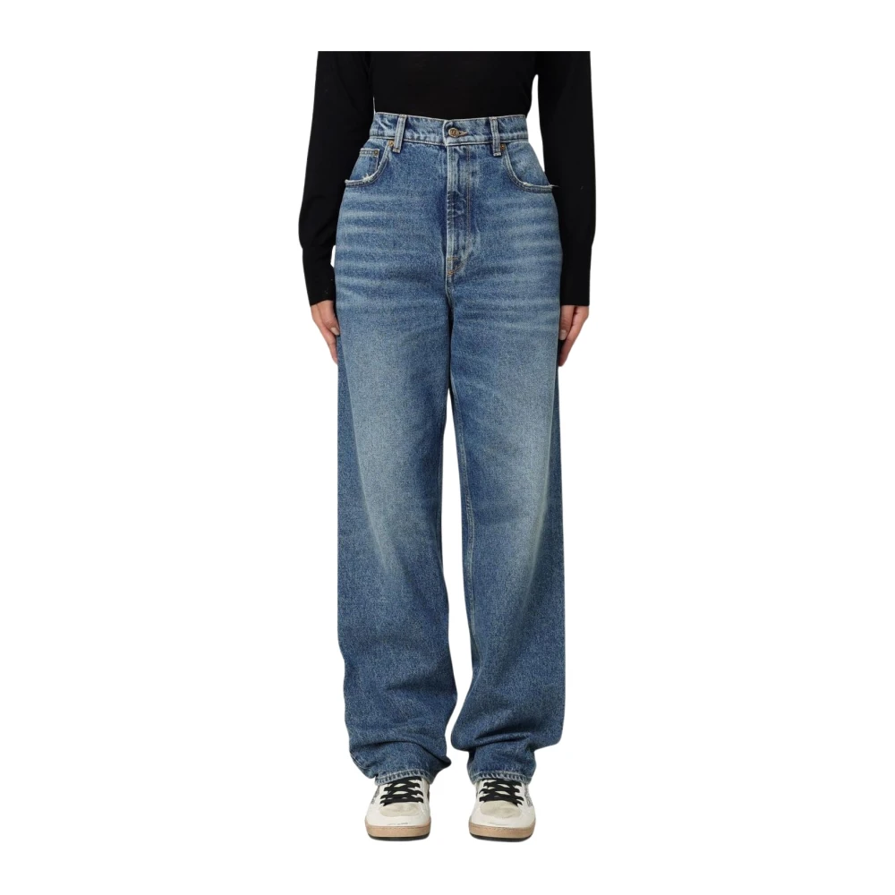 Golden Goose Women's Blue/Golden Wide Leg Denim Jeans