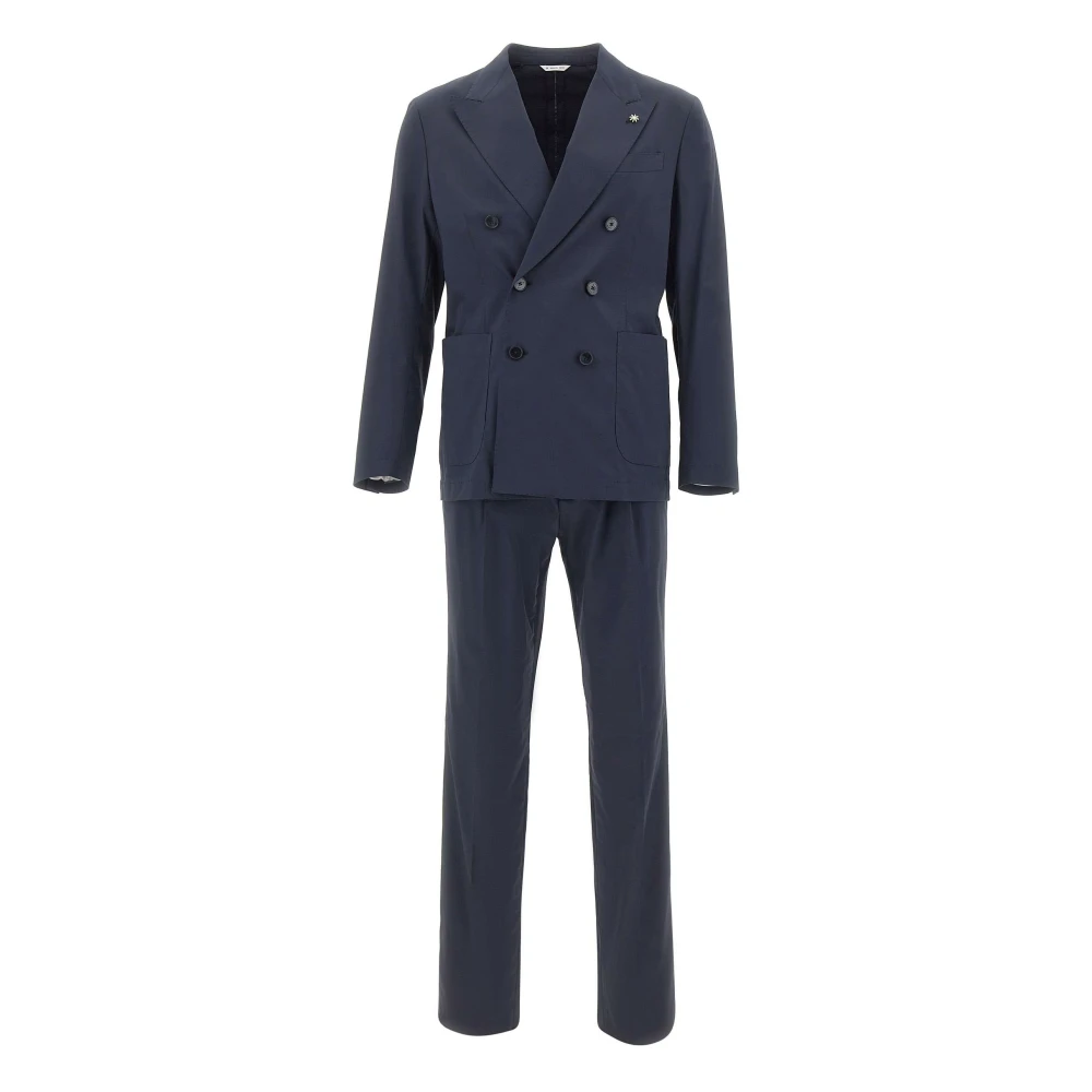 Manuel Ritz Blue Double-Breasted Suit - Male - Double Breasted Suits - Xl - Suits