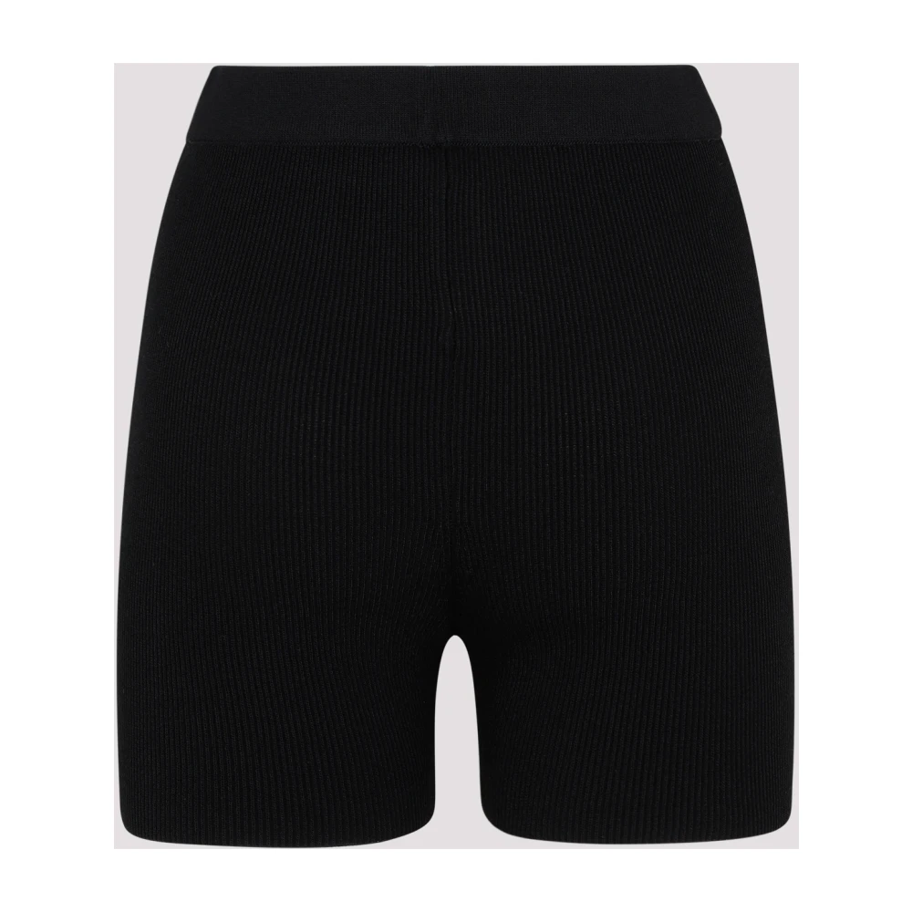 Jacquemus Zwarte Geribbelde Hoge Taille Shorts Black Dames