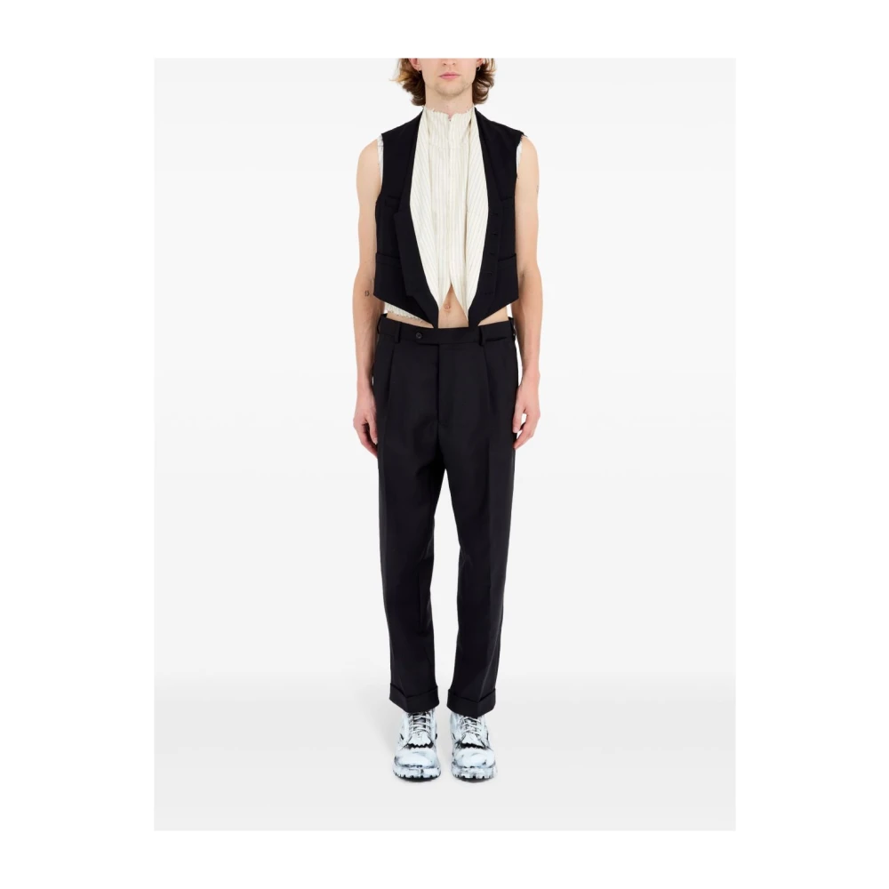 Maison Margiela Zwarte Wollen Twill Jas Black Heren