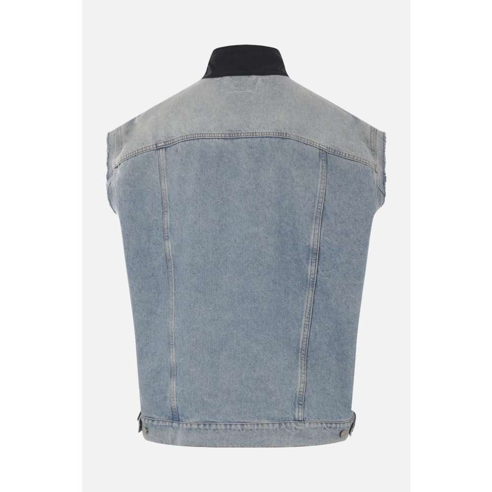 MM6 Maison Margiela Canvas en denim jas met logoborduursel Blue Heren