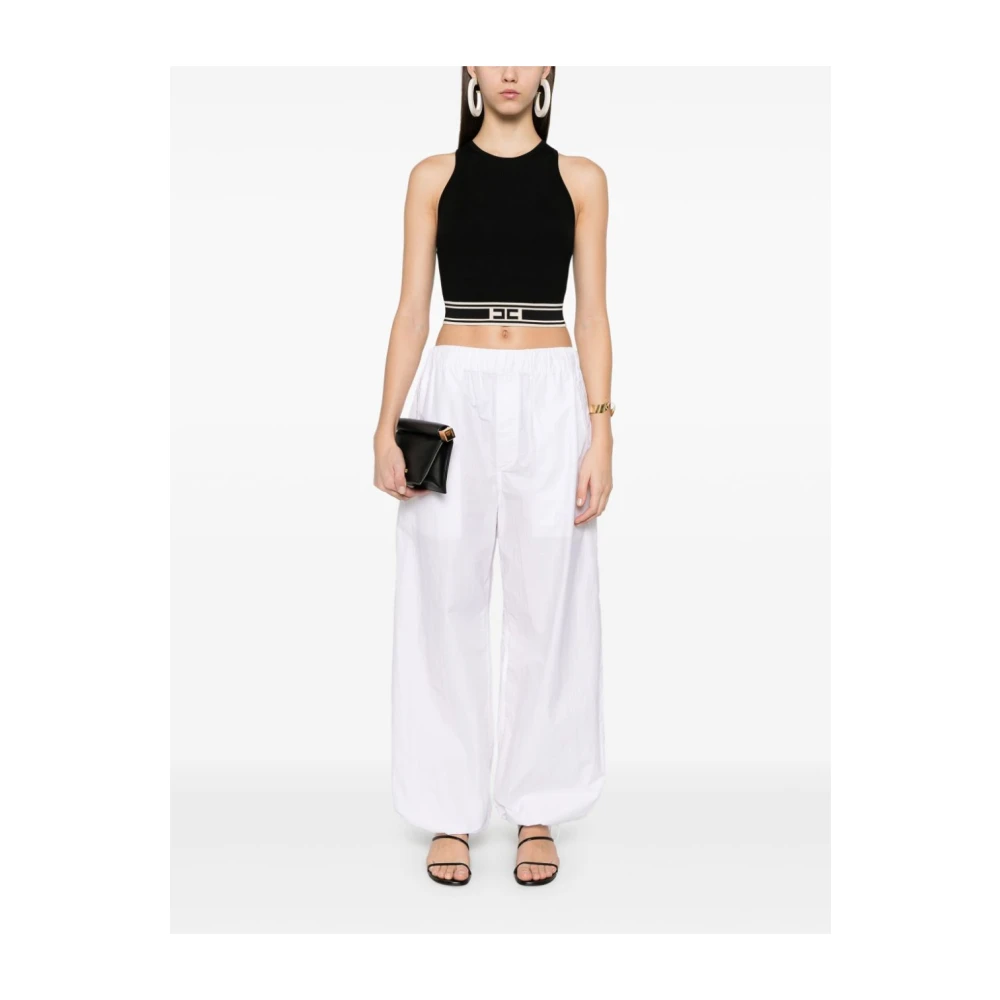 Elisabetta Franchi Zwarte Mouwloze Racerback Crop Top Black Dames