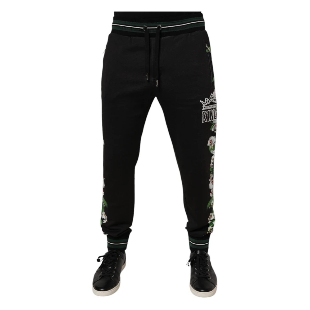 Dolce & Gabbana Black Floral King Men Jogger Sweatpants Pants - IT46 | S - Image 2