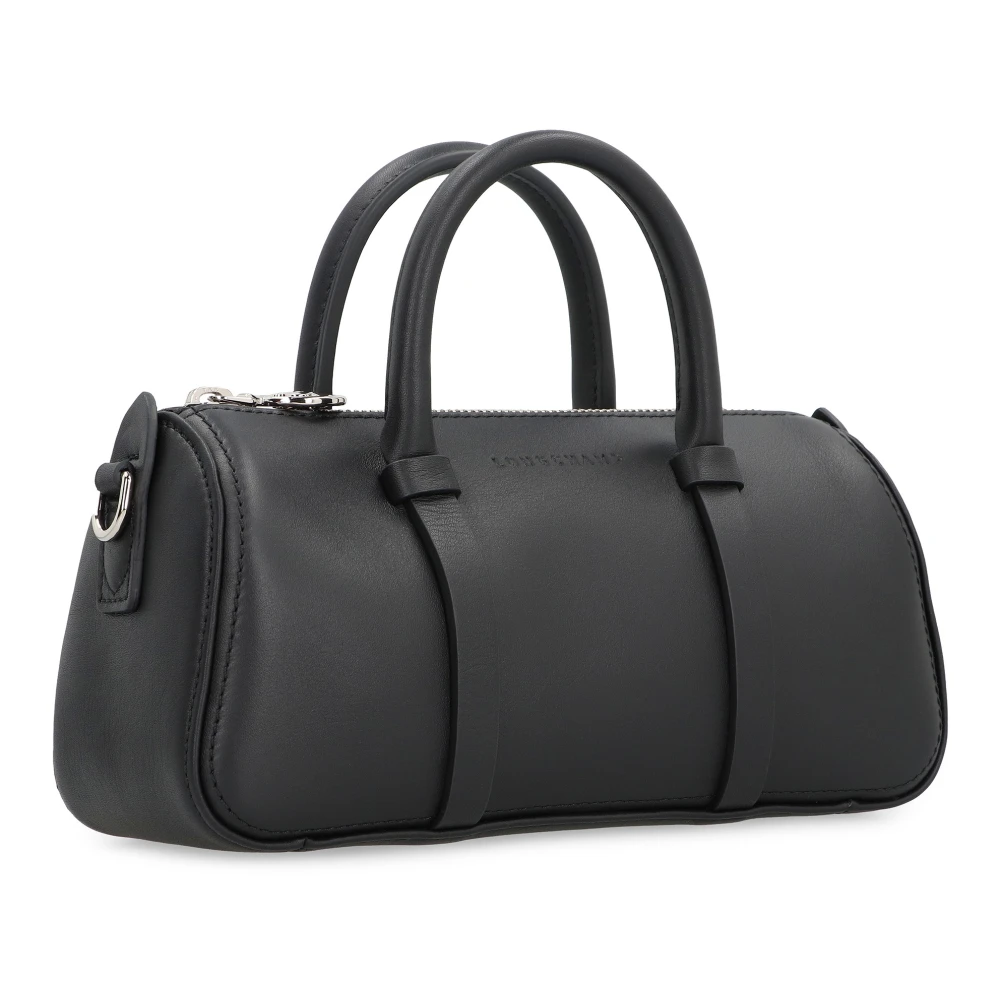 Longchamp Leren handtas met afneembare schouderband Black Dames