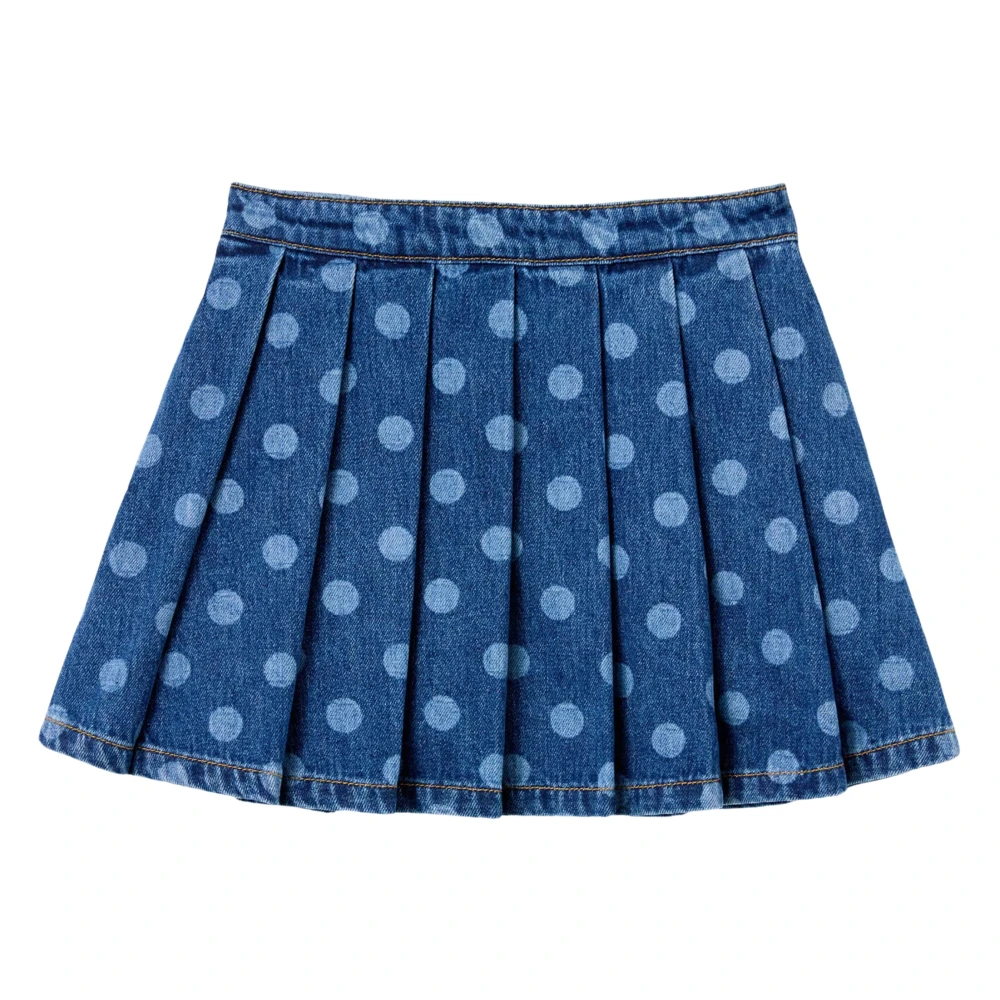 Self Portrait Women's Blue Polka Dot Denim Skirt