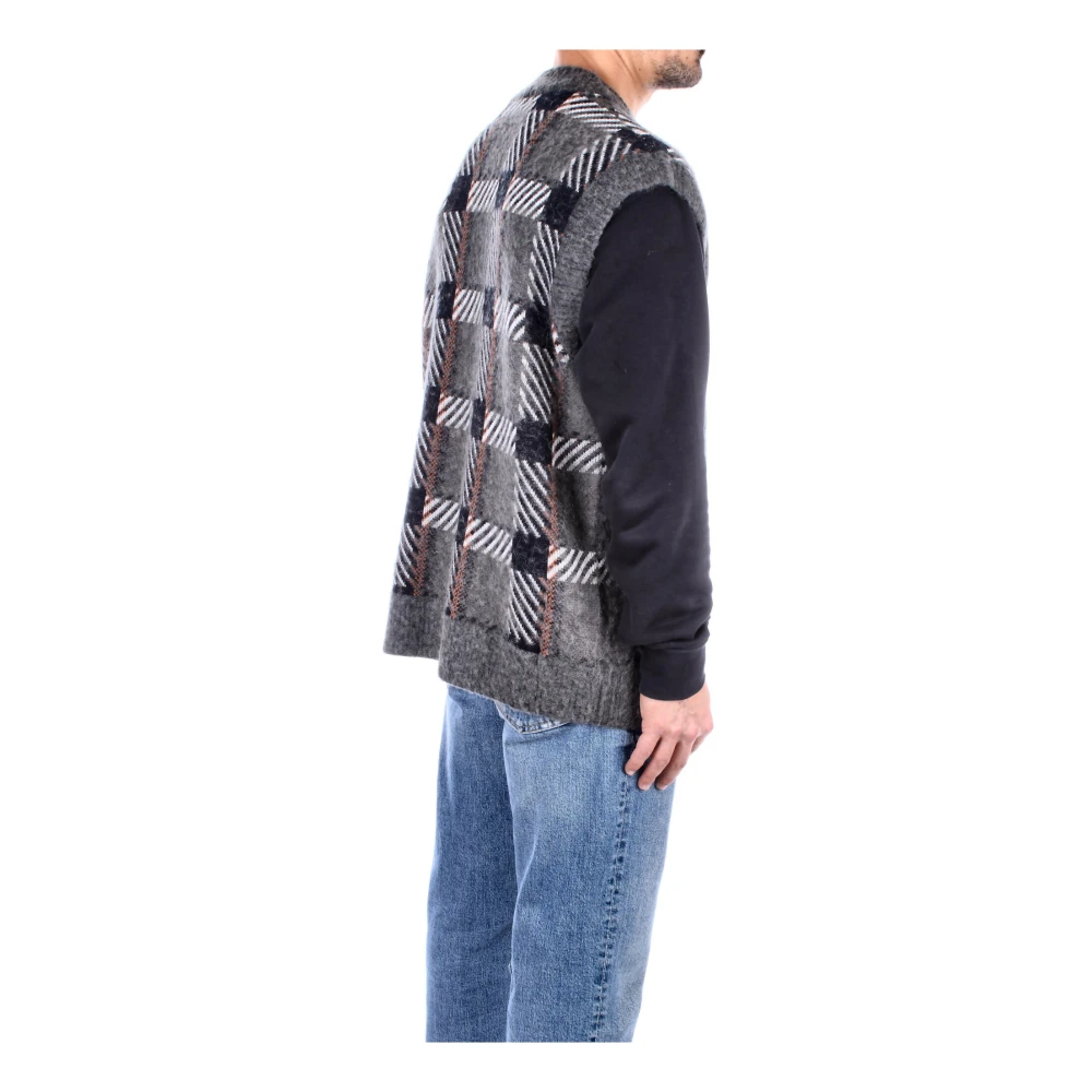 Fred Perry Groene Mouwloze Jas Alpaca Wol Multicolor Heren