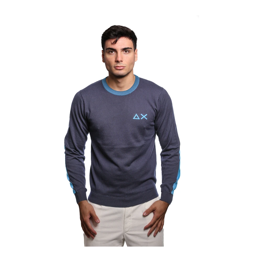 Sun68 Blauwe Merino Katoen Trui K44130 Blue Heren