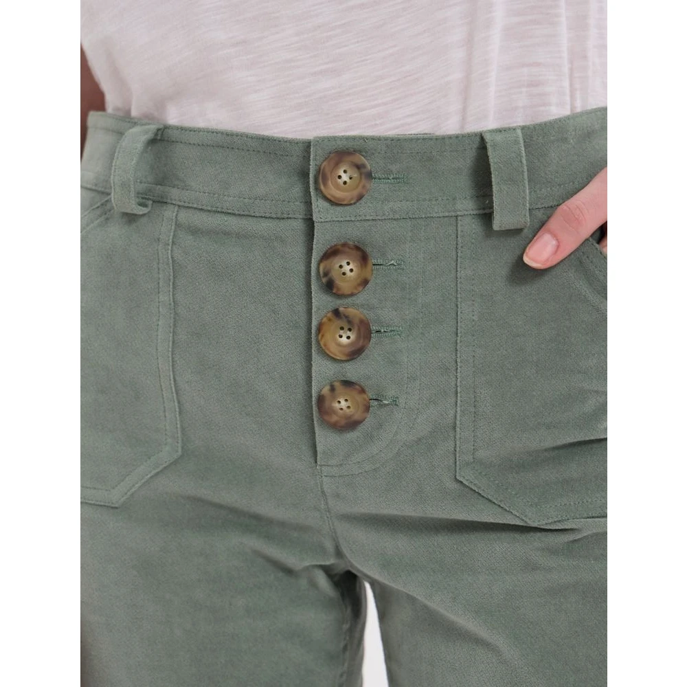 Ines De La Fressange Paris Charlotte broek in amandelgroen glad fluweel Green Dames
