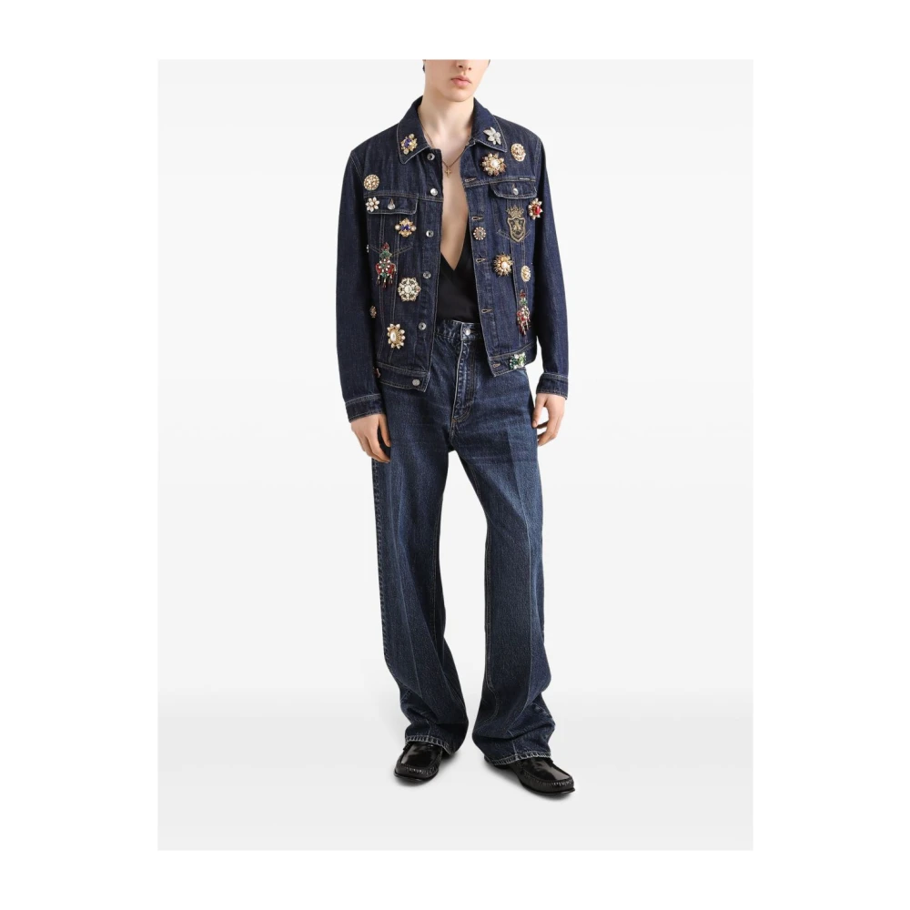 Dolce & Gabbana Heren Straight Jeans met DG Borduurwerk Blue Heren