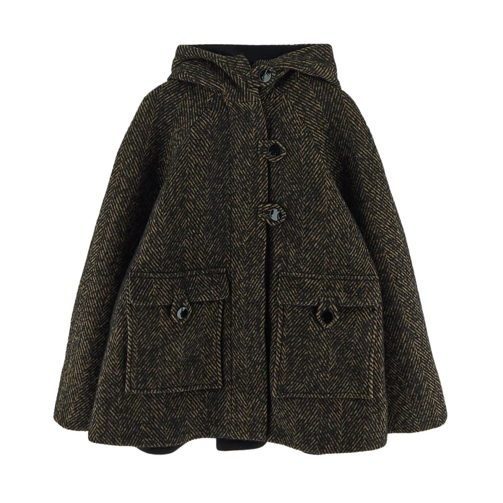 Ganni Klassieke Herringbone Coat Brown Dames