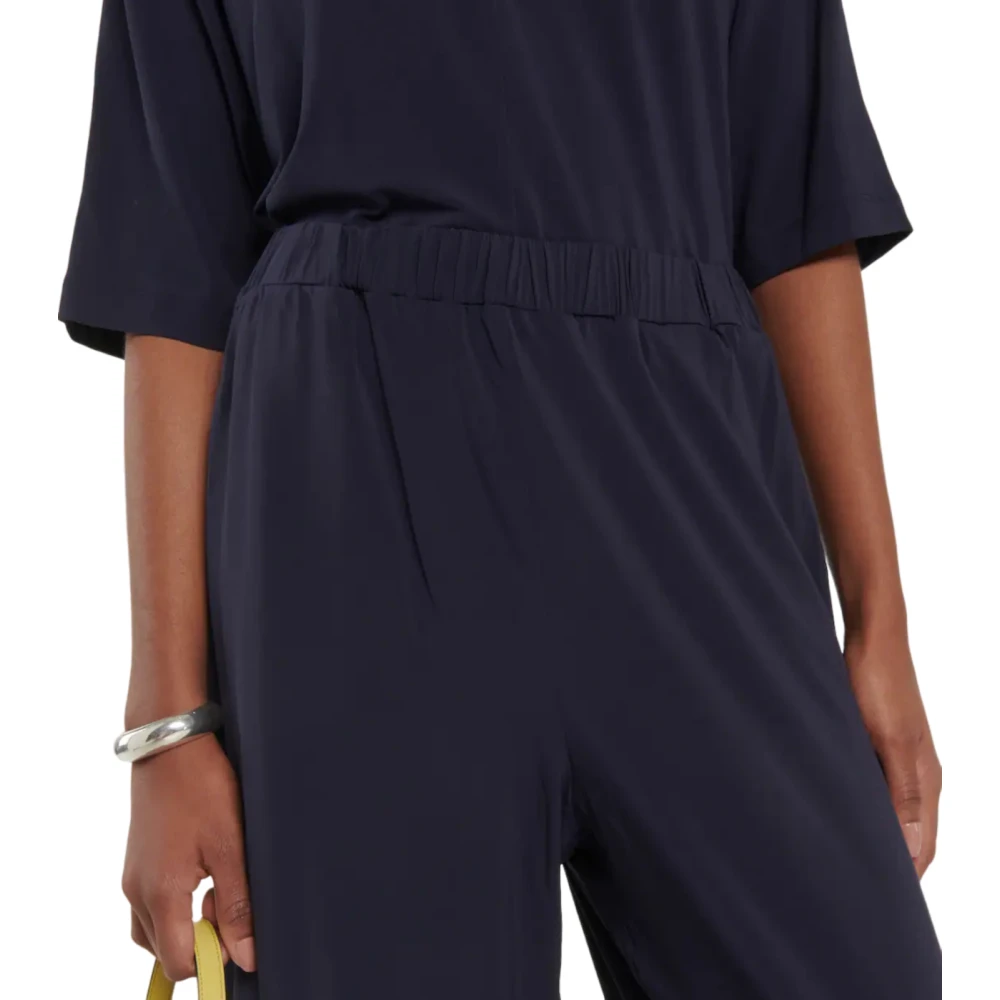 Max Mara Wijde Viscose Crêpe Broek Blue Dames