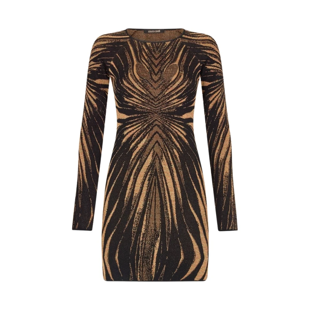 Roberto Cavalli Gold Ray Print Mini Dress - Female - Party Dresses - Multicolor - L - Dresses