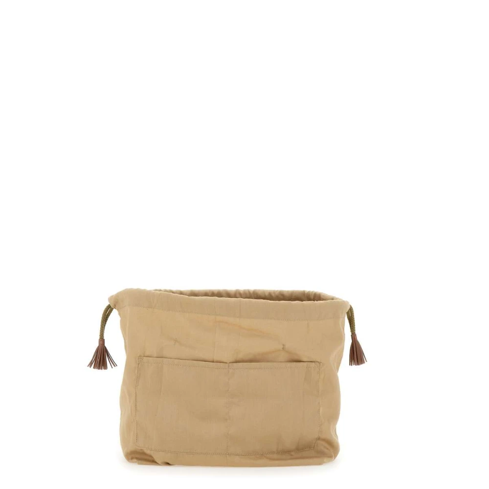 Dragon Diffusion Beige Katoenen Clutch met Trekkoordsluiting Beige Dames