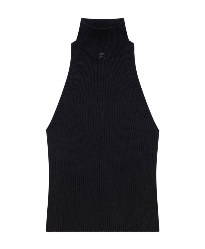 black-logo-applique-sleeveless-top