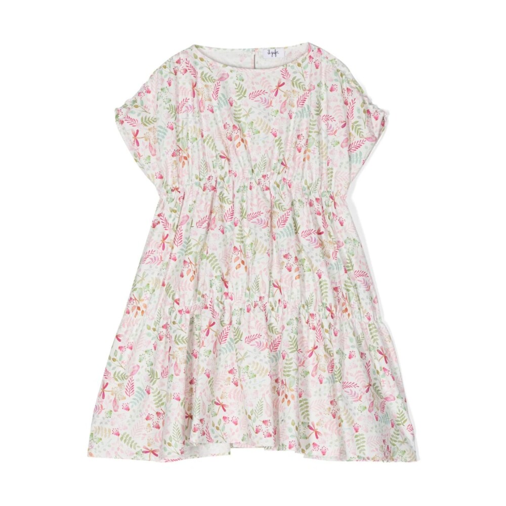 Il Gufo flower appliqué flared dress - Pink