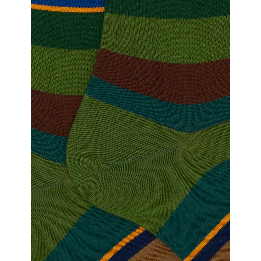 Gallo Lange groene katoenen sokken voor heren met veelkleurige strepen Multicolor Heren
