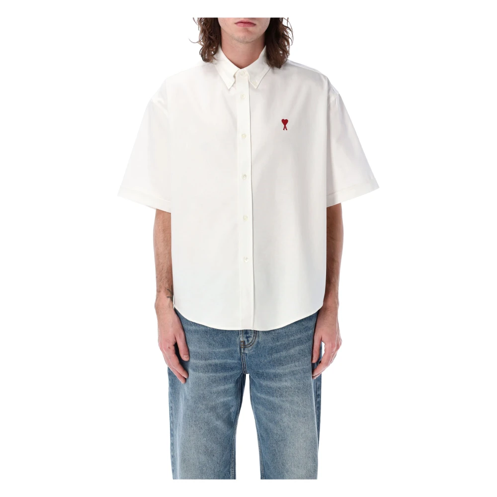 Ami Paris Boxy Fit Ami De Coeur Shirt White Heren
