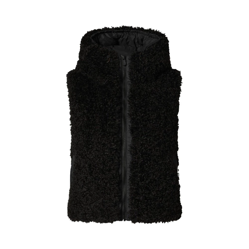 Save The Duck Faux Shearling Hooded Vest voor vrouwen Black Dames