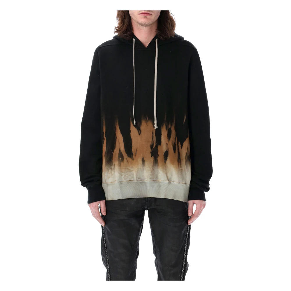 Rick Owens Zwart Vlammen Gebreide Oversized Hoodie Black Heren
