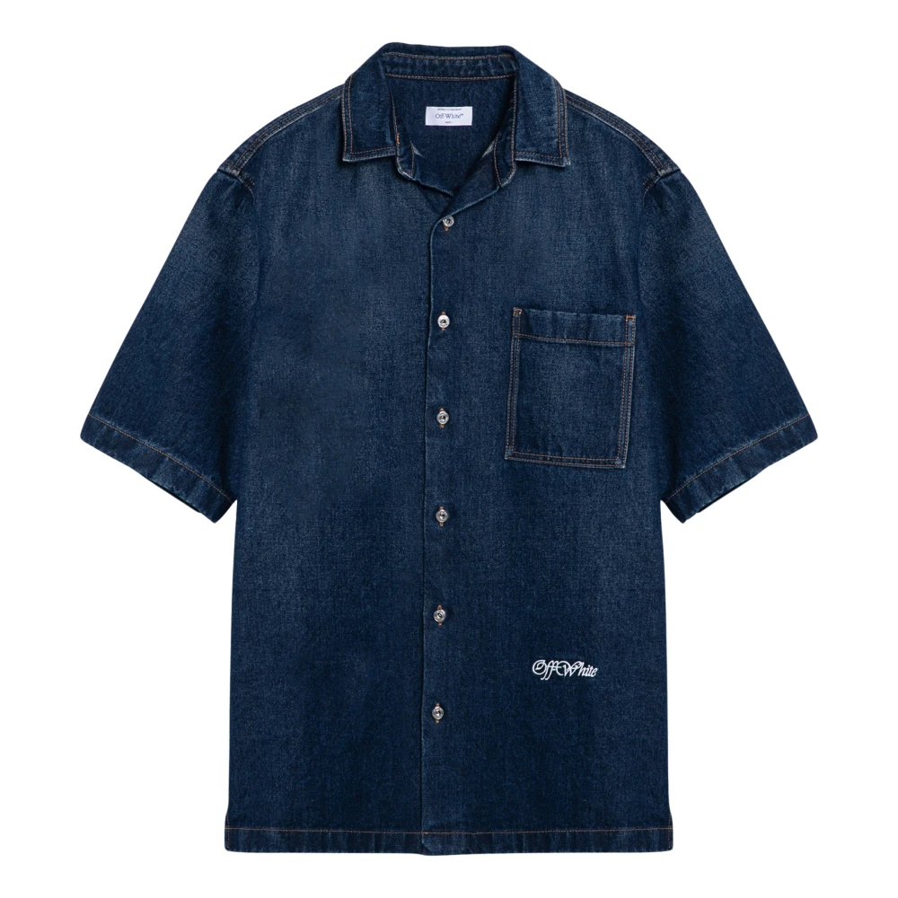 Off White Korte mouw overhemd Blue Heren