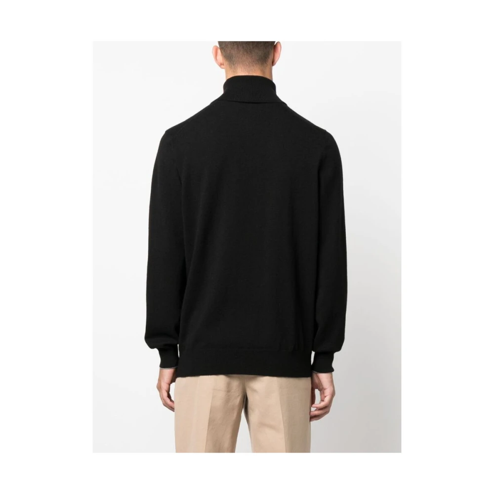 BRUNELLO CUCINELLI Zwarte Kasjmier Gebreide Coltrui Sweater Black Heren
