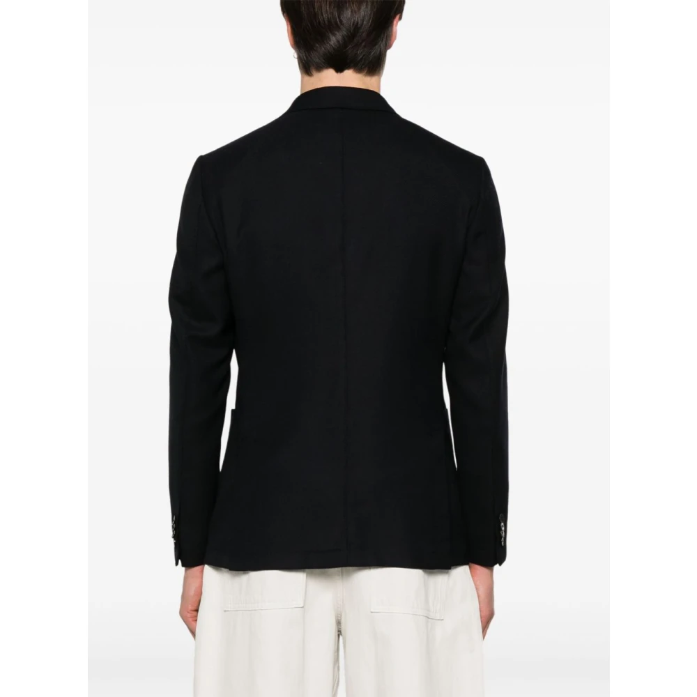 Ermenegildo Zegna Navy Blauw Voorste Knoopjas Black Heren