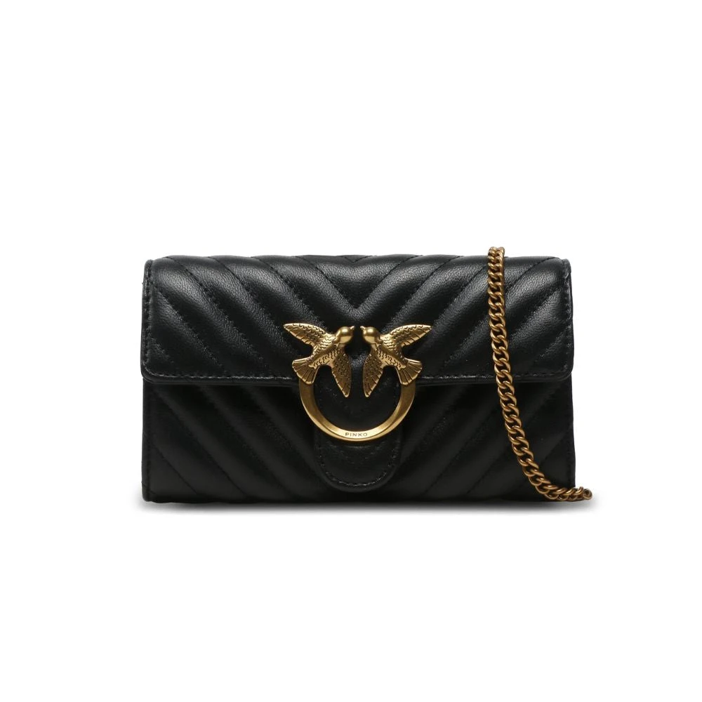 Pinko , Shoulder Bags, Female, Black, One Size, Love Bag One Wallet Chevron
