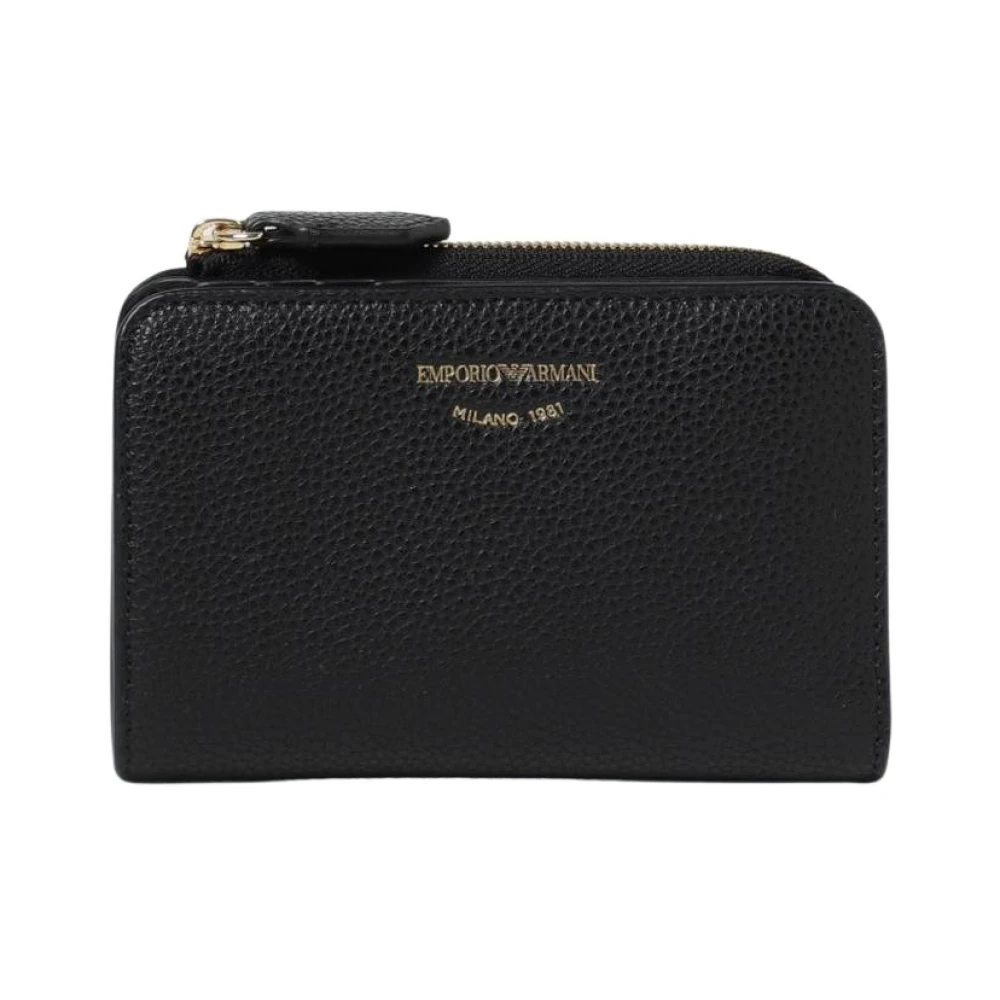 Emporio Armani Women's Black Compact Zip Around Wallet - Wallets & Cardholders - One Size - Accessories