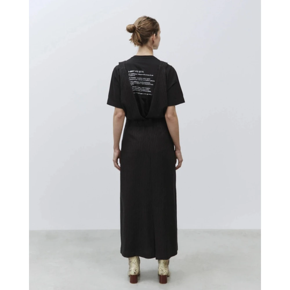 Alysi Wollen Strepen Mouwloze Jurk Black Dames