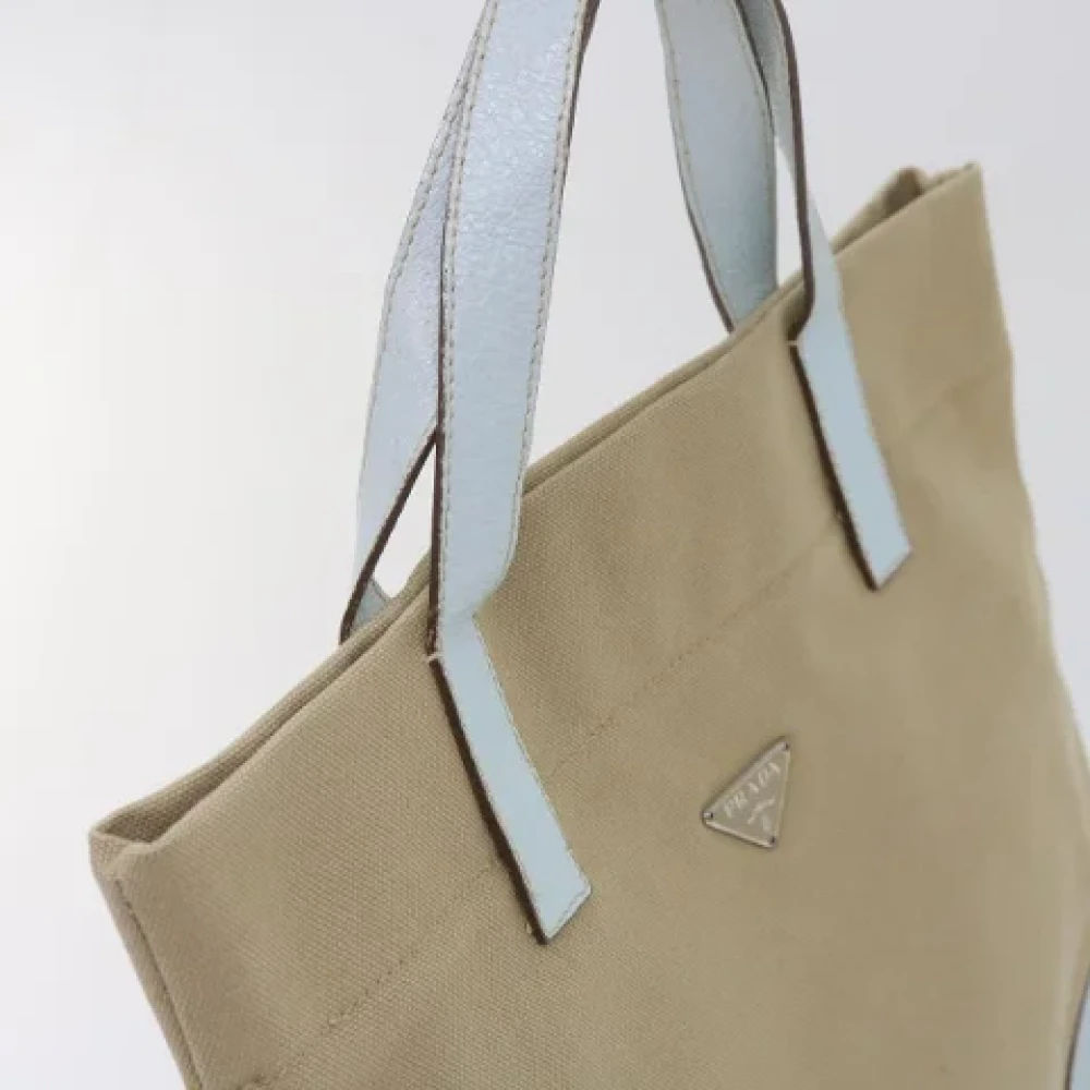 Prada Vintage Pre-owned Canvas handbags Beige Heren