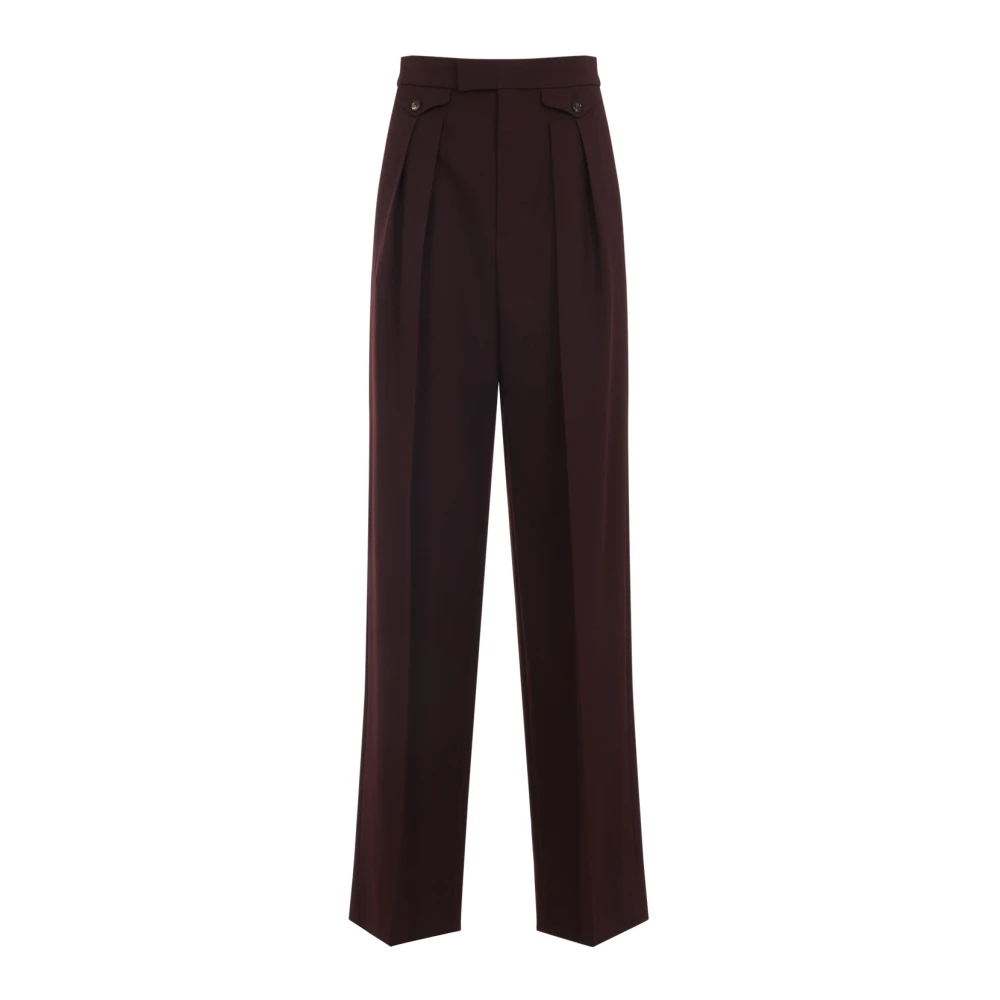 Chloé Women's Purple High-Rise Gathered Trousers - Wide Trousers - 2XS - Trousers