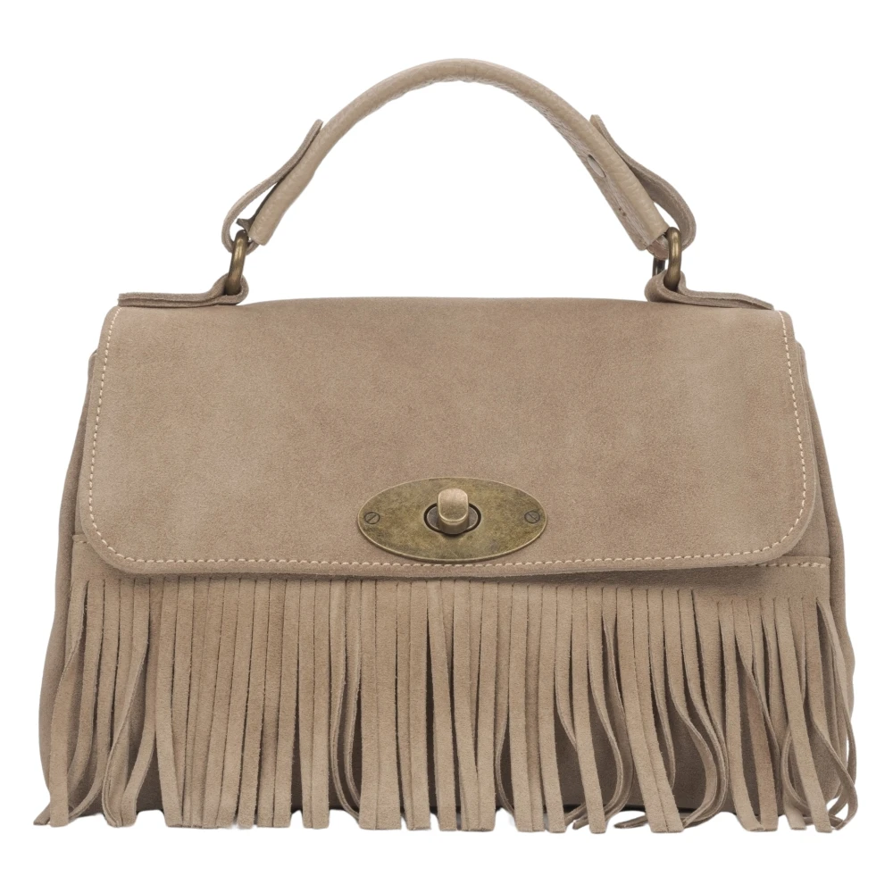 Estro Women's Beige Handbags, One Size, Velour Satchel Bag
