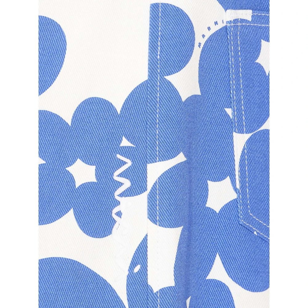 Marni Shorts met bloemenmotief voorzijde met knopen en rits Blue Dames