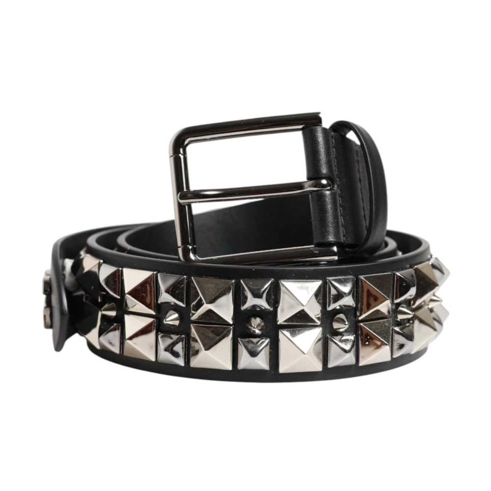 Dolce & Gabbana Mannelijk Zwart Accessoires Heren, 105 Cm, Leer, Studded Leren Riem