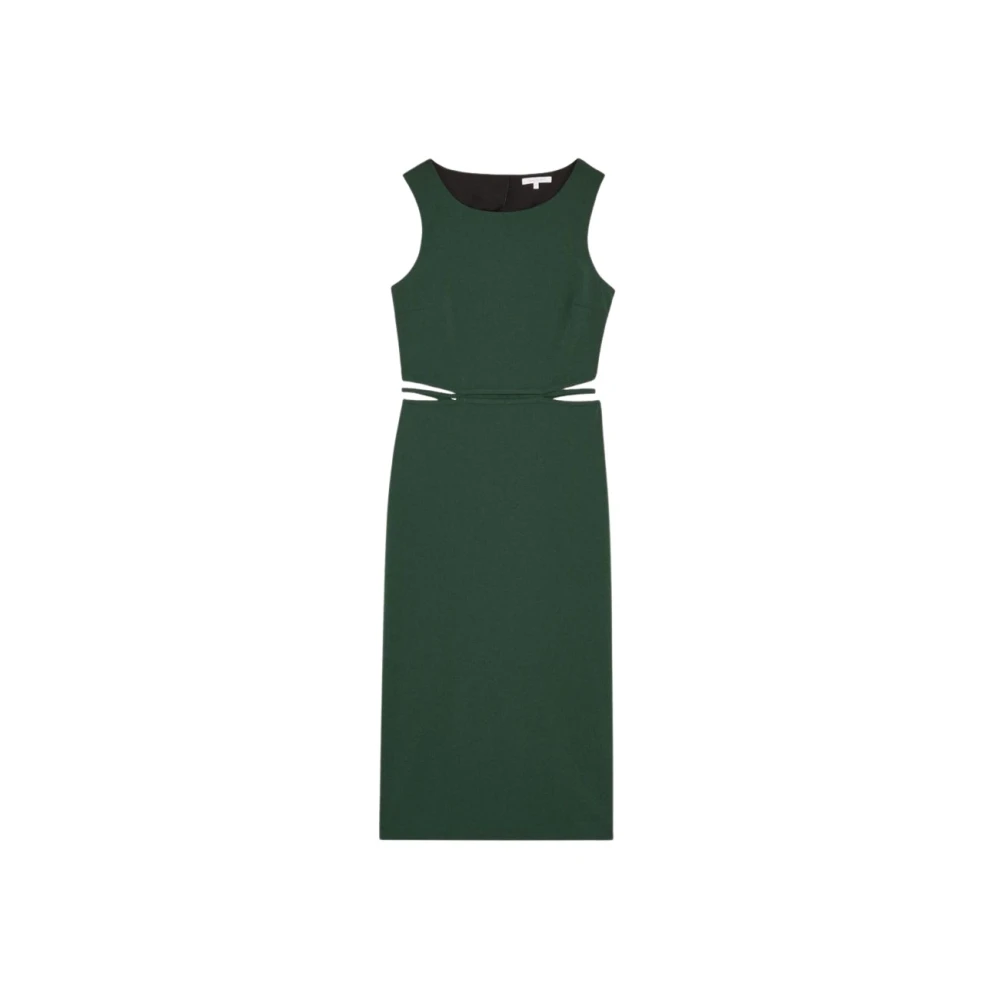 PATRIZIA PEPE Midi Crepe Jurk met Drukknop Green Dames