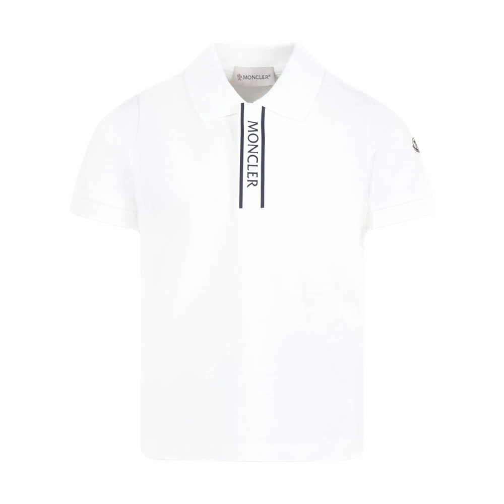 Moncler Vit Logotryck Polo Skjorta White, Pojke