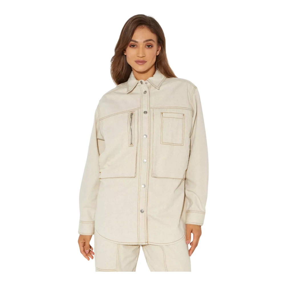 Isabel marant Beige Overhemdjasje met Bruine Details Beige Dames