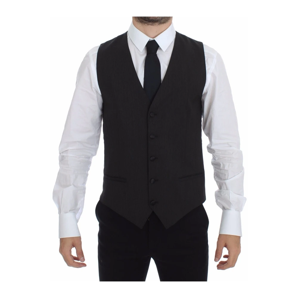 Dolce & Gabbana Men's Gray Suit Vests,, Elegant Wool Stretch Vest Medium