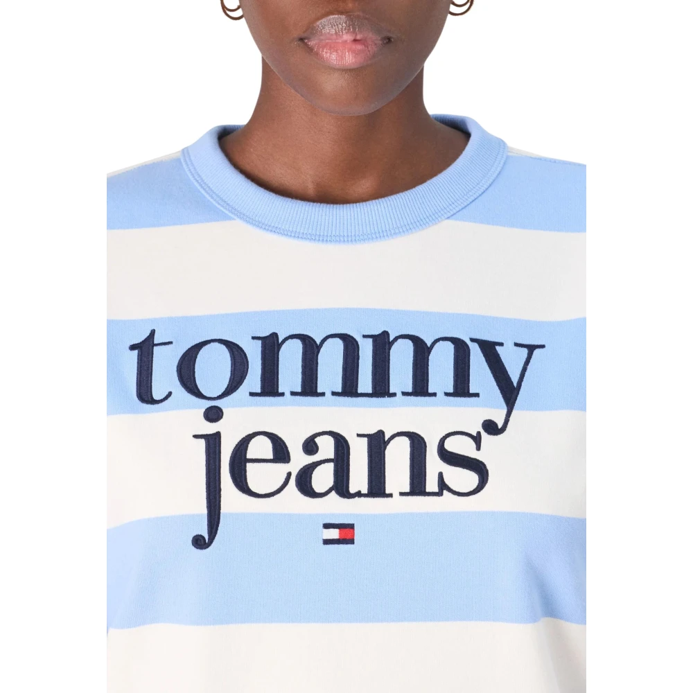 Tommy Hilfiger Blauw Gestreepte Logo Trui Blue Dames