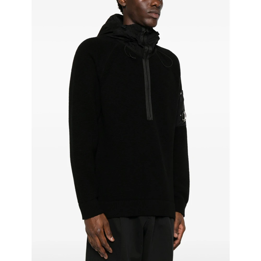 C.P. Company Zwarte Gebreide Rits Trui Black Heren