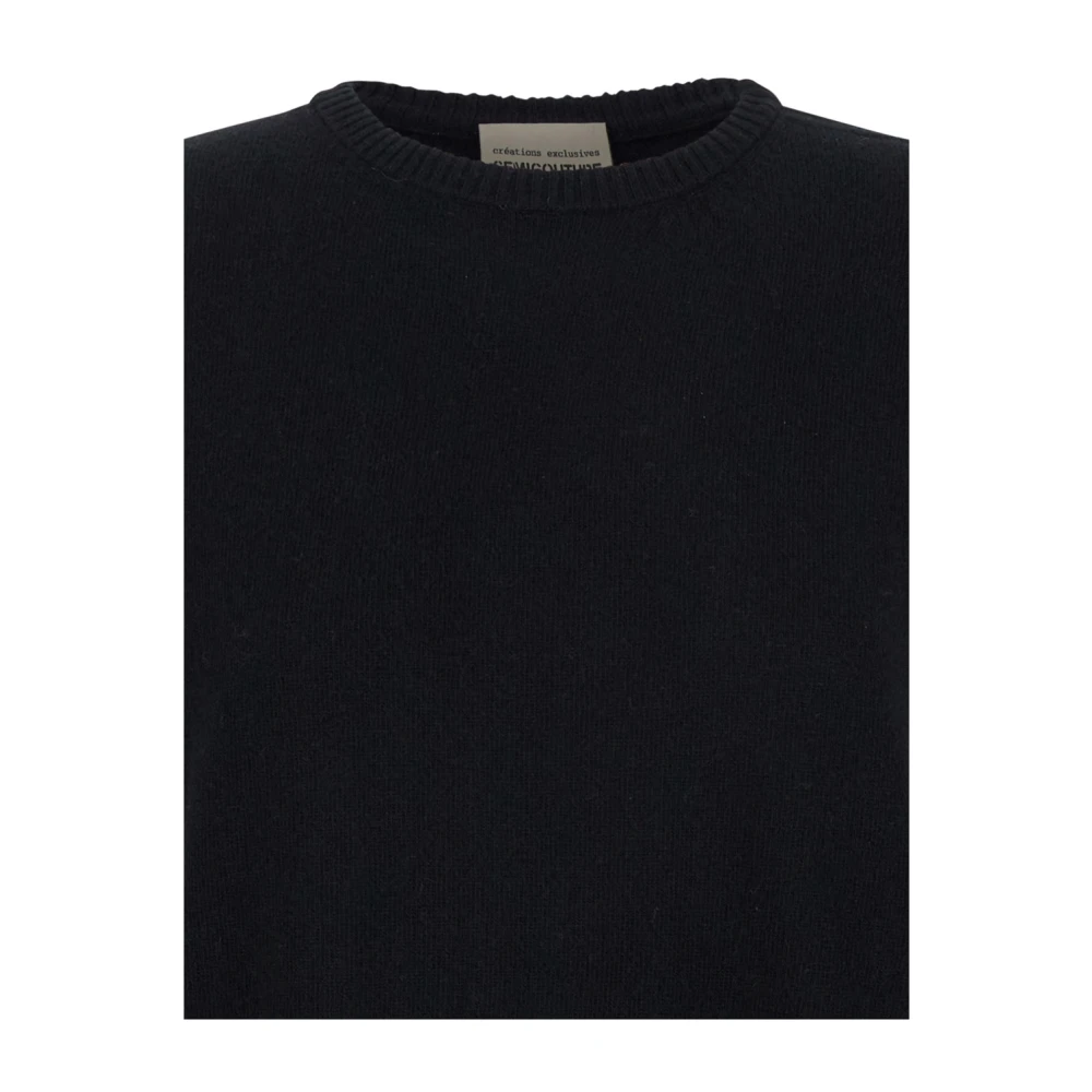 Semicouture Zwarte Crewneck Wol Kasjmier Trui Black Dames