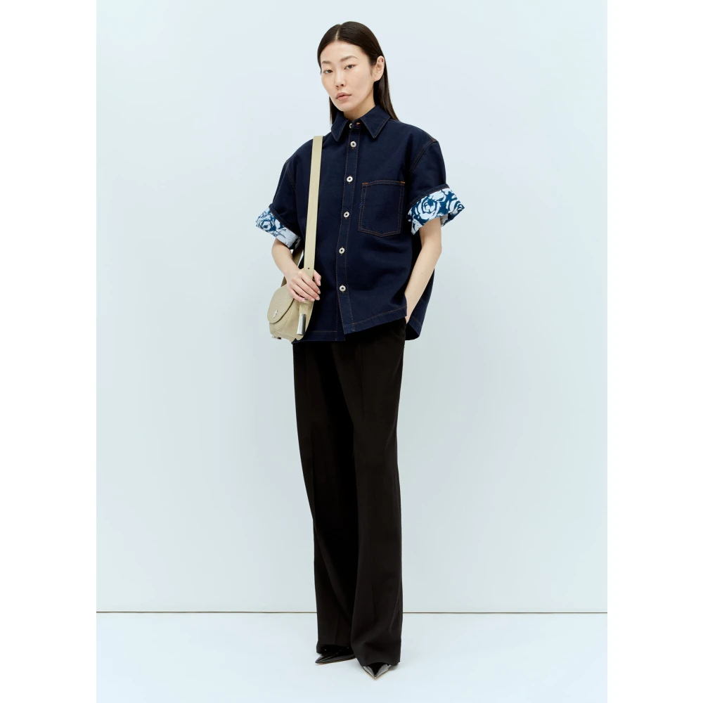 Burberry Denim Shirt met Rozenprint Blue Dames