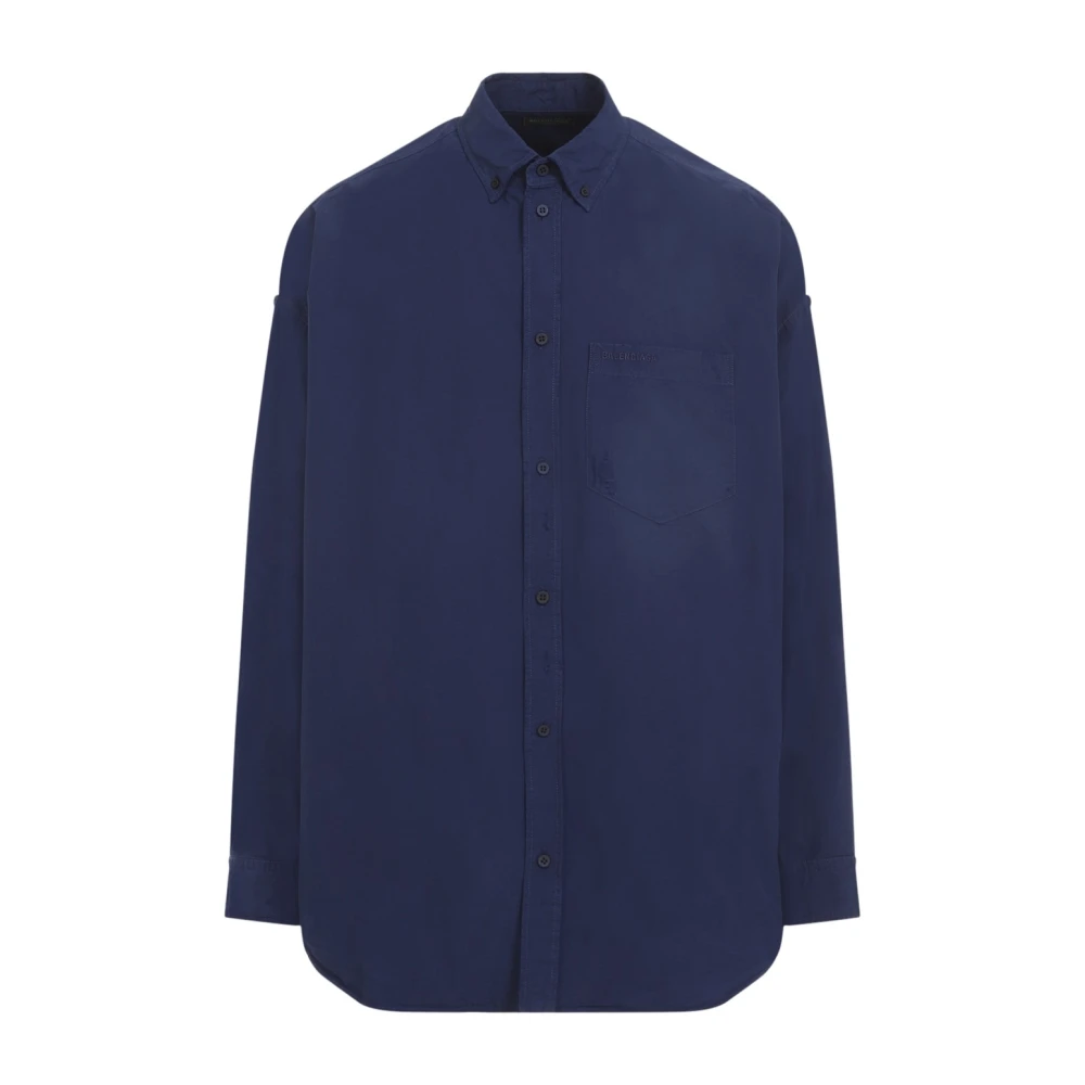 Balenciaga Marine Blue Cocoon Shirt Blue Heren
