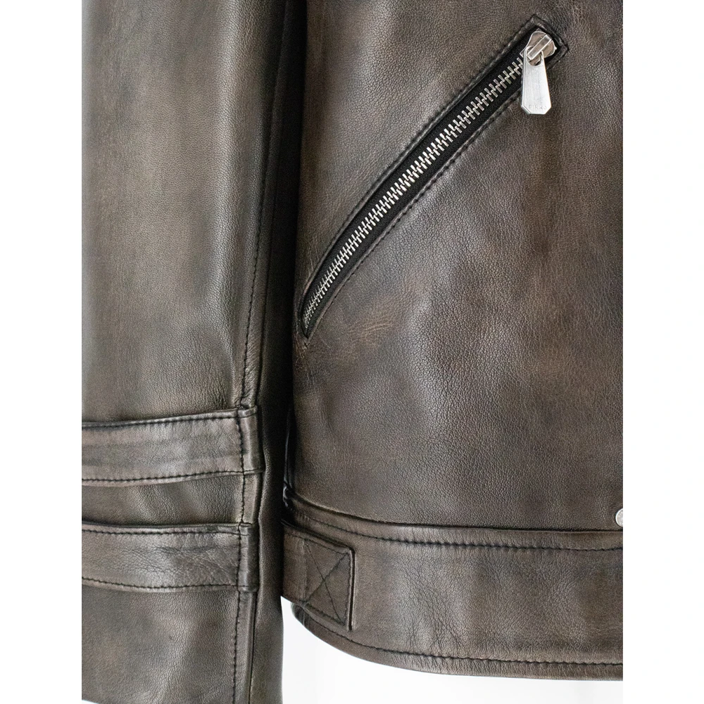 pinko Vintage Leren Jas met Sportieve Touch Brown Dames