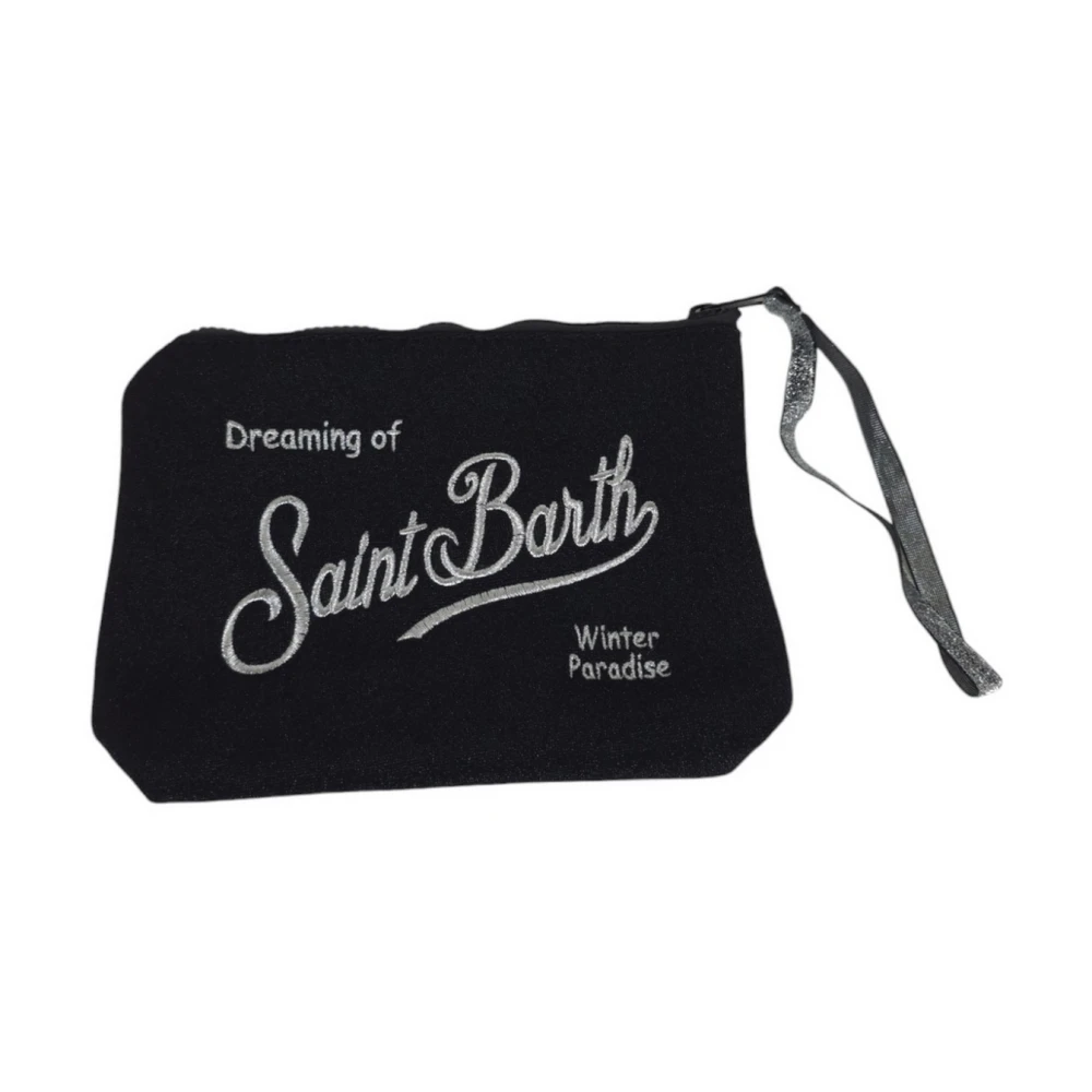 MC2 Saint Barth Zwarte Lurex Geborduurde Logotas Black Dames