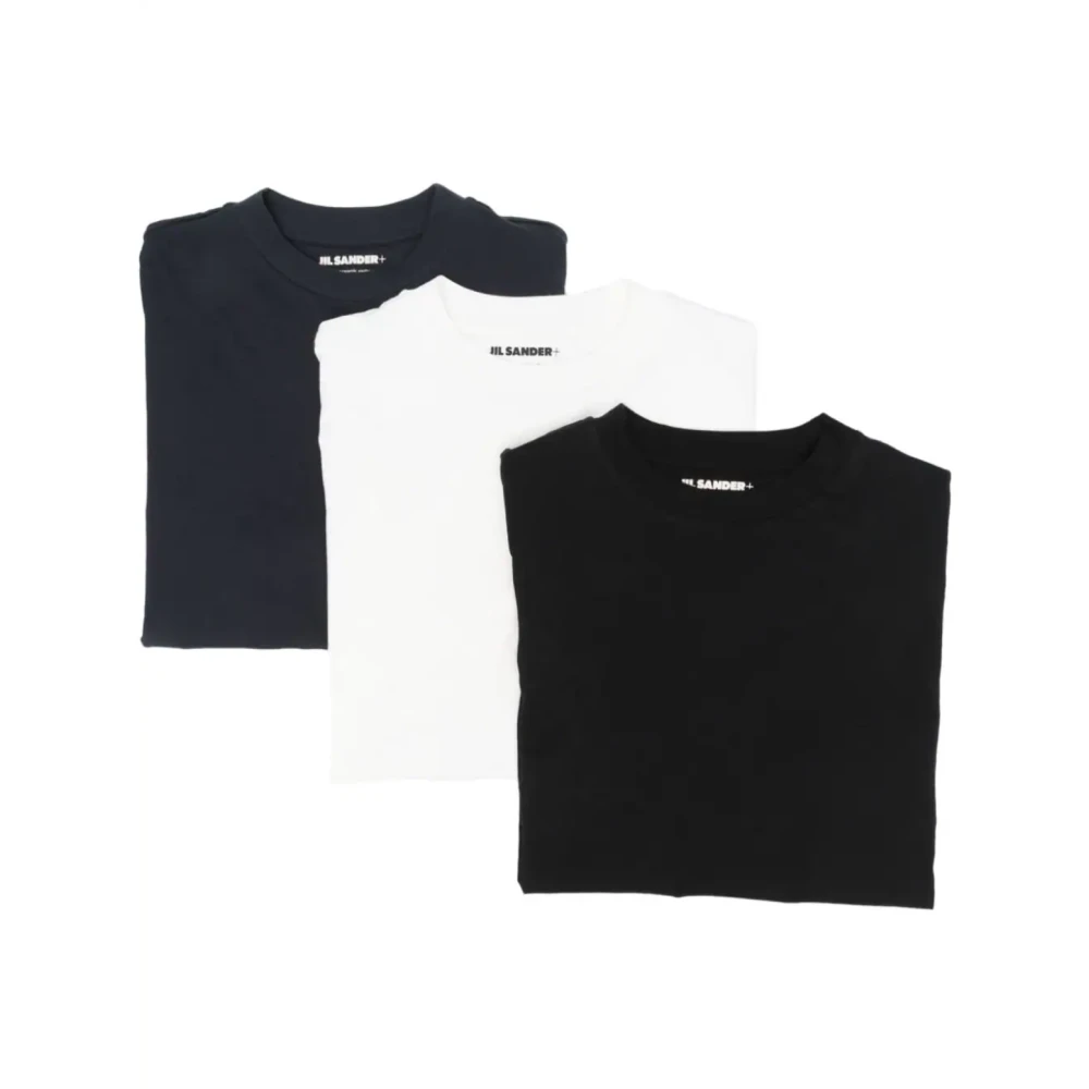 Jil Sander 3-Pack T-shirt Zwart Wit Marine Black Dames